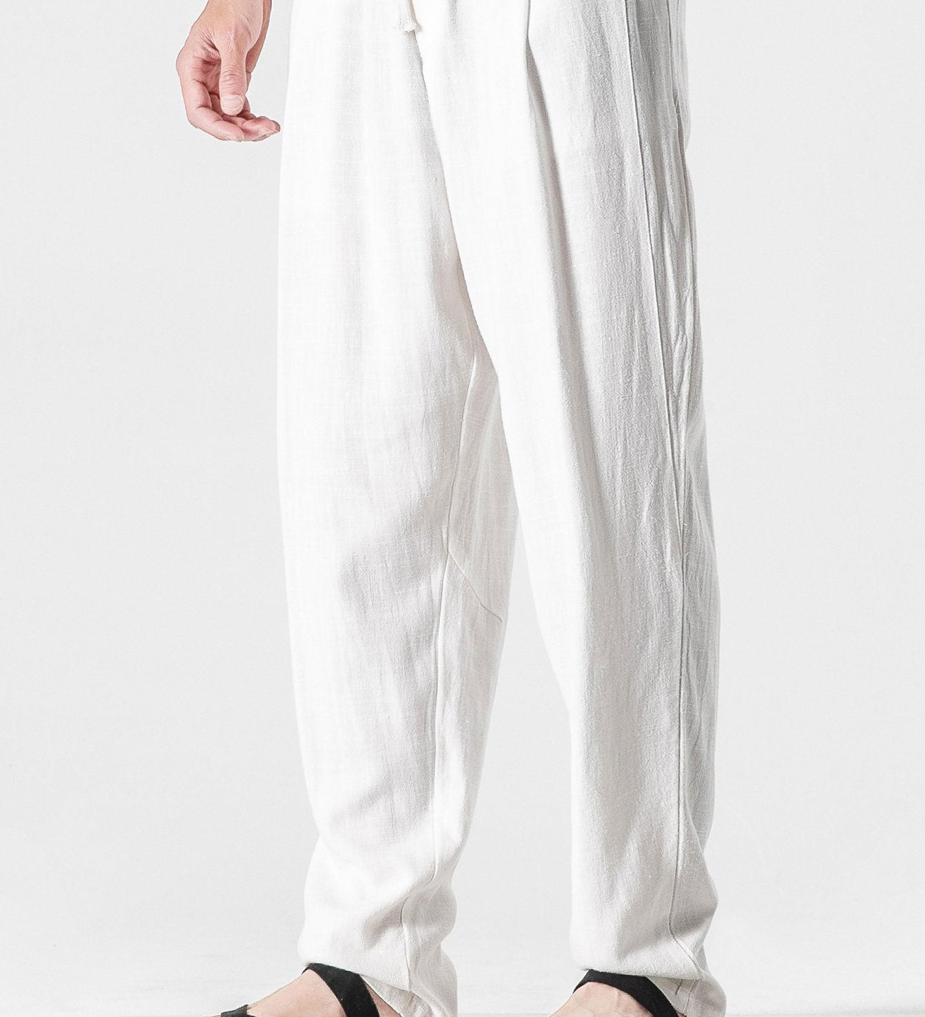 Relax Fit Linen And Cotton Blend Harem Pants