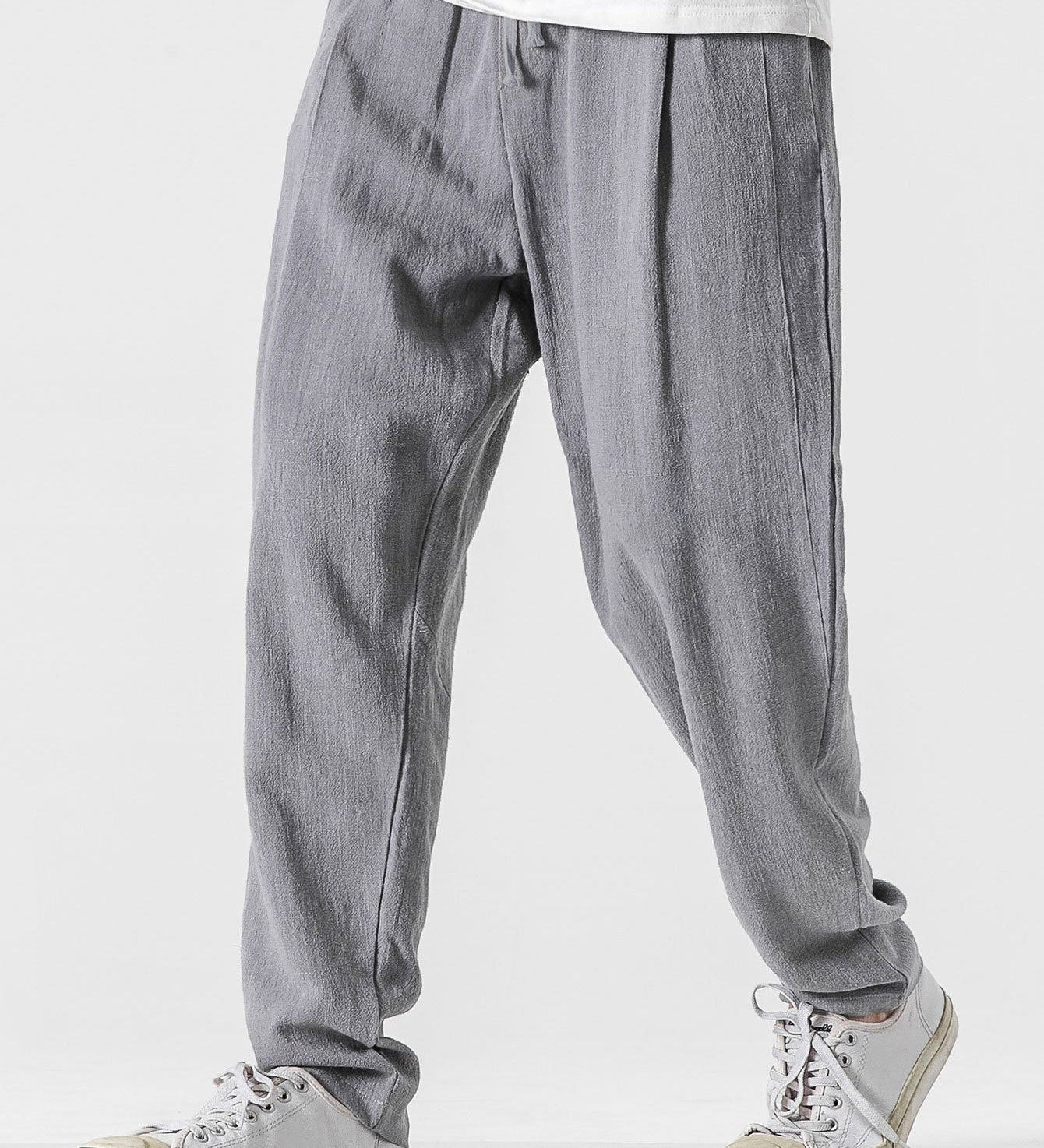 Relax Fit Linen And Cotton Blend Harem Pants
