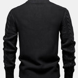 Twist Jacquard Zipper Stand Collar Sweater