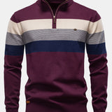 Contrast Stripe Quarter Zip Sweater