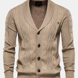 Geometric Jacquard Shawl Collar Cardigan Sweater