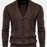 Geometric Jacquard Shawl Collar Cardigan Sweater