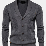 Geometric Jacquard Shawl Collar Cardigan Sweater