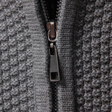 Twist Jacquard Zipper Stand Collar Sweater