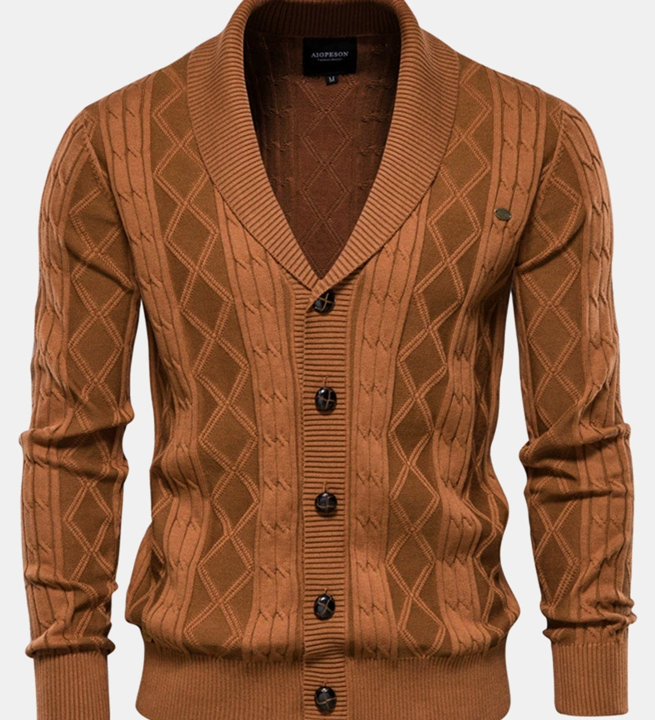 Geometric Jacquard Shawl Collar Cardigan Sweater