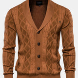 Geometric Jacquard Shawl Collar Cardigan Sweater