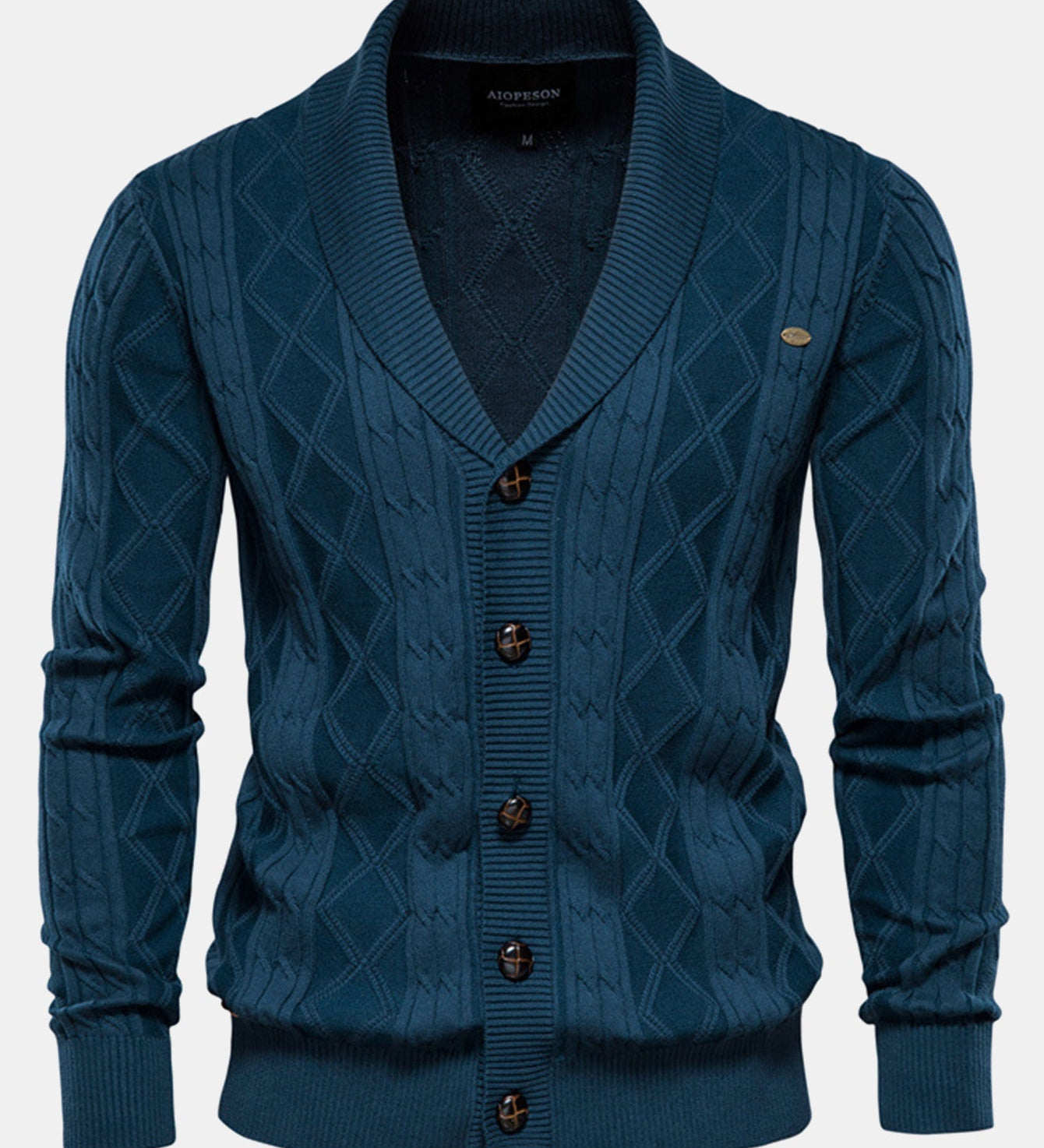 Geometric Jacquard Shawl Collar Cardigan Sweater