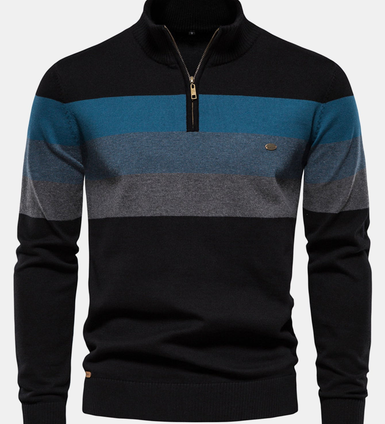Contrast Stripe Quarter Zip Sweater