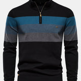 Contrast Stripe Quarter Zip Sweater