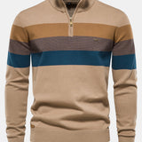 Contrast Stripe Quarter Zip Sweater