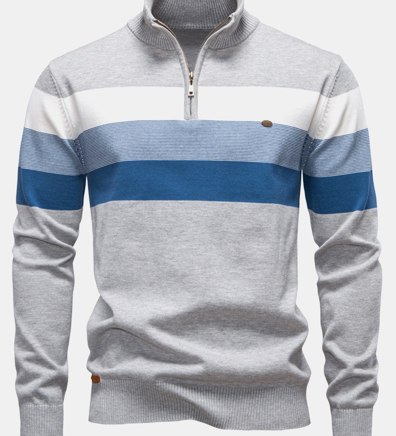 Contrast Stripe Quarter Zip Sweater