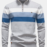Contrast Stripe Quarter Zip Sweater