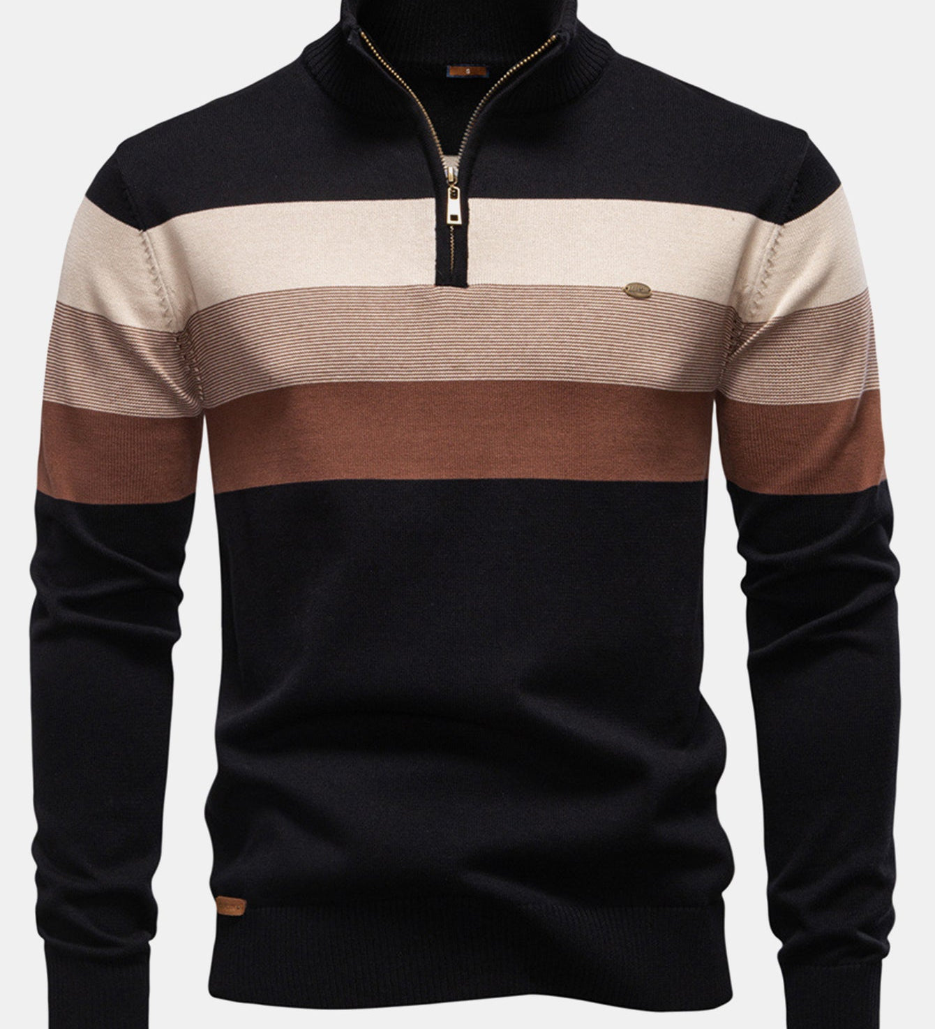 Contrast Stripe Quarter Zip Sweater