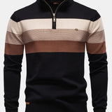 Contrast Stripe Quarter Zip Sweater