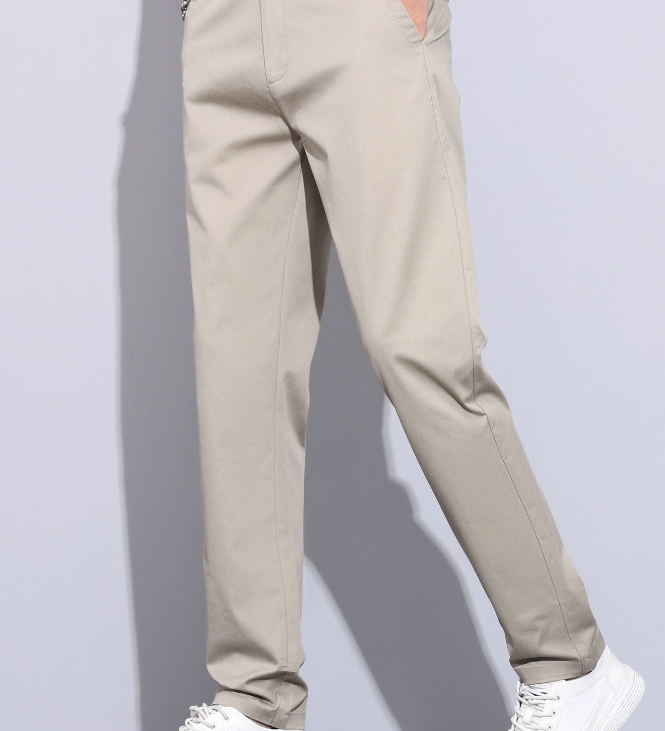 Elastic Waist Straight Leg Trousers