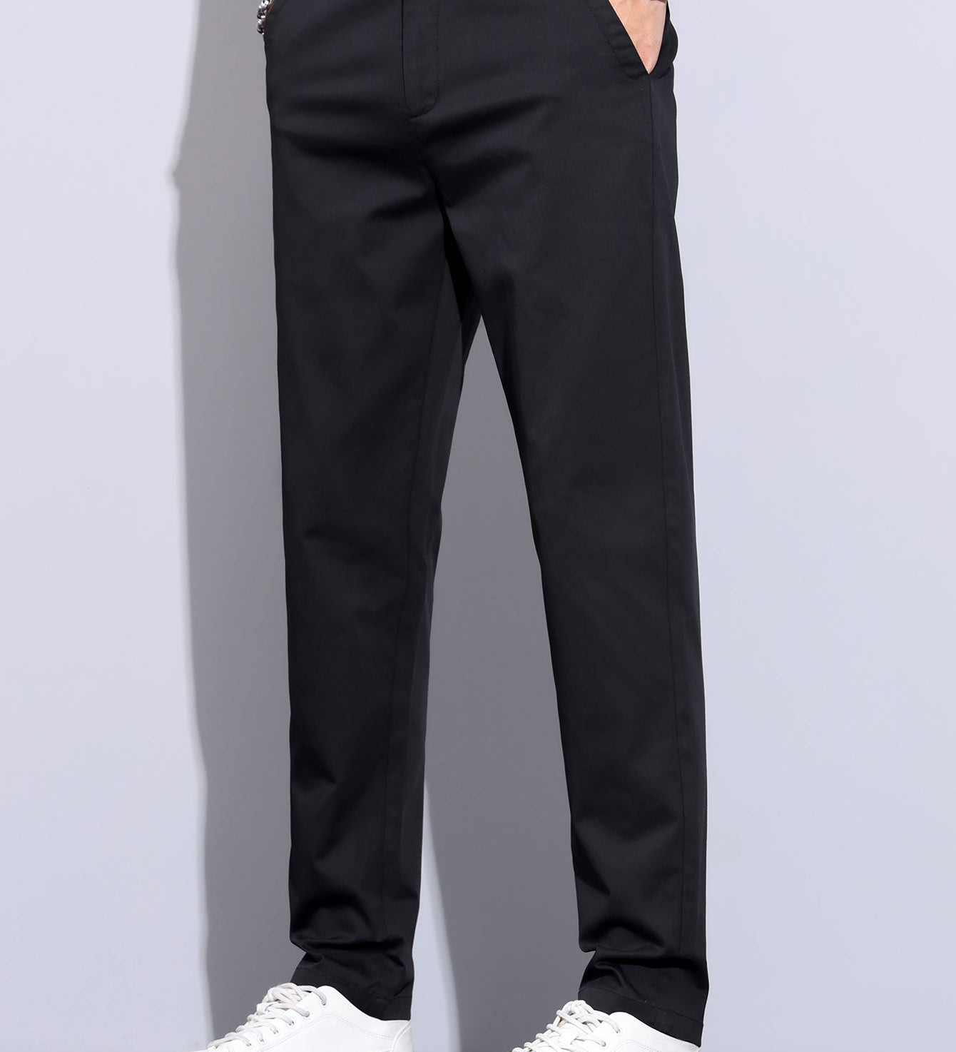 Elastic Waist Straight Leg Trousers