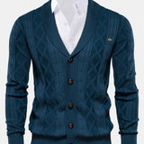Geometric Jacquard Shawl Collar Cardigan Sweater