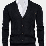 Geometric Jacquard Shawl Collar Cardigan Sweater