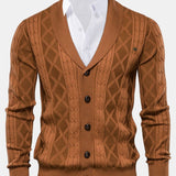 Geometric Jacquard Shawl Collar Cardigan Sweater