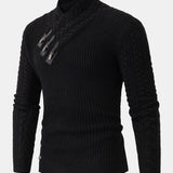 Leather Buckle Turtleneck Sweater