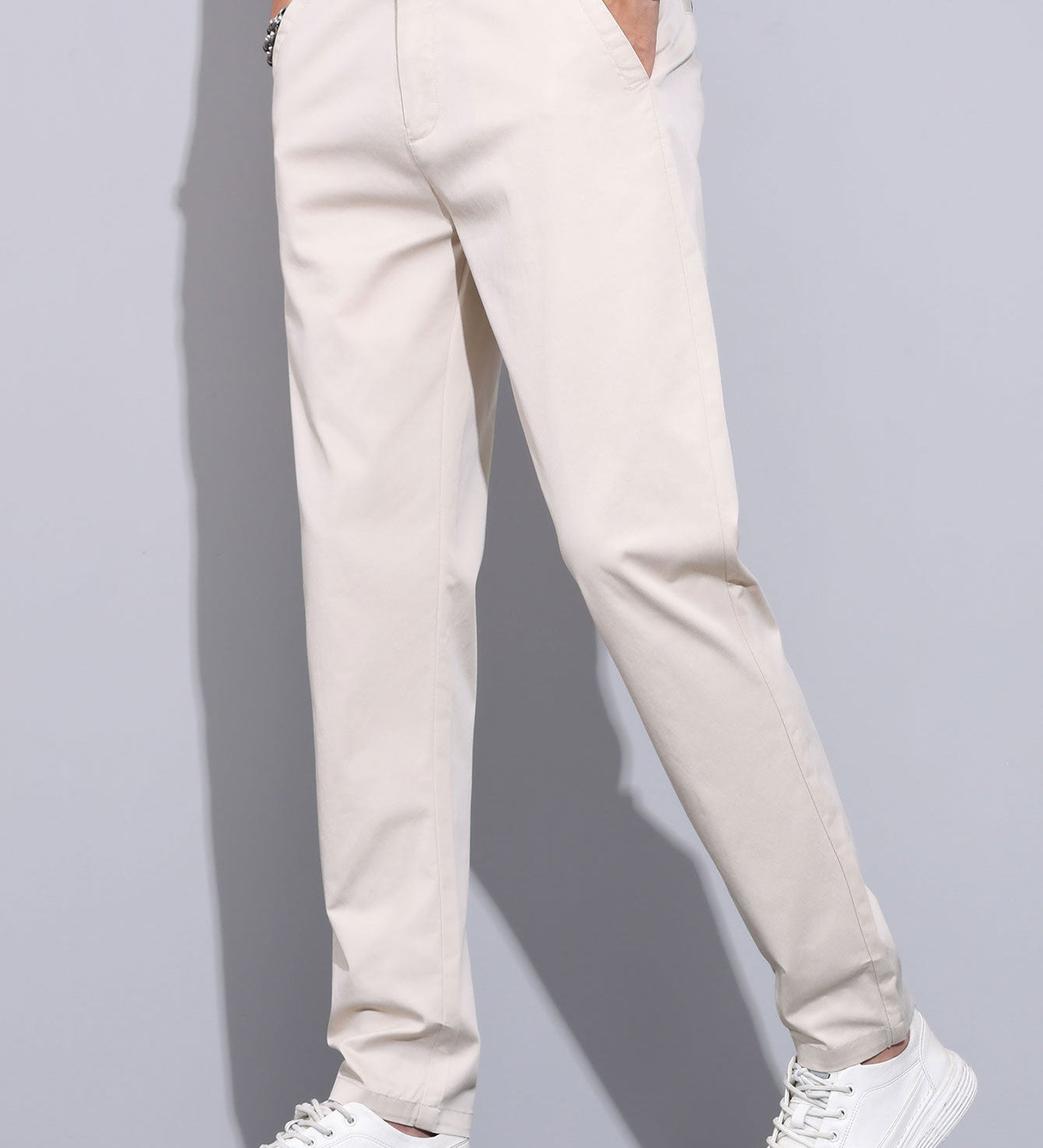 Elastic Waist Straight Leg Trousers