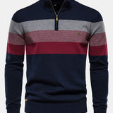 Contrast Stripe Quarter Zip Sweater