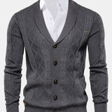 Geometric Jacquard Shawl Collar Cardigan Sweater