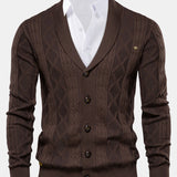 Geometric Jacquard Shawl Collar Cardigan Sweater