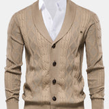 Geometric Jacquard Shawl Collar Cardigan Sweater