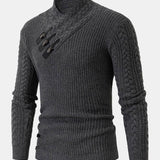 Leather Buckle Turtleneck Sweater