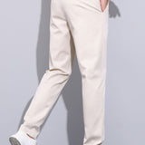 Elastic Waist Straight Leg Trousers