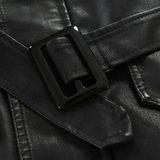 Elegant Long Biker Jacket in Leather