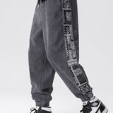 Corduroy Paisley Print Panel Pants