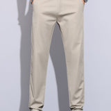 Elastic Waist Straight Leg Trousers