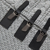 Leather Buckle Turtleneck Sweater