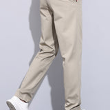 Elastic Waist Straight Leg Trousers