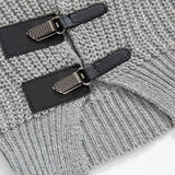 Leather Buckle Turtleneck Sweater