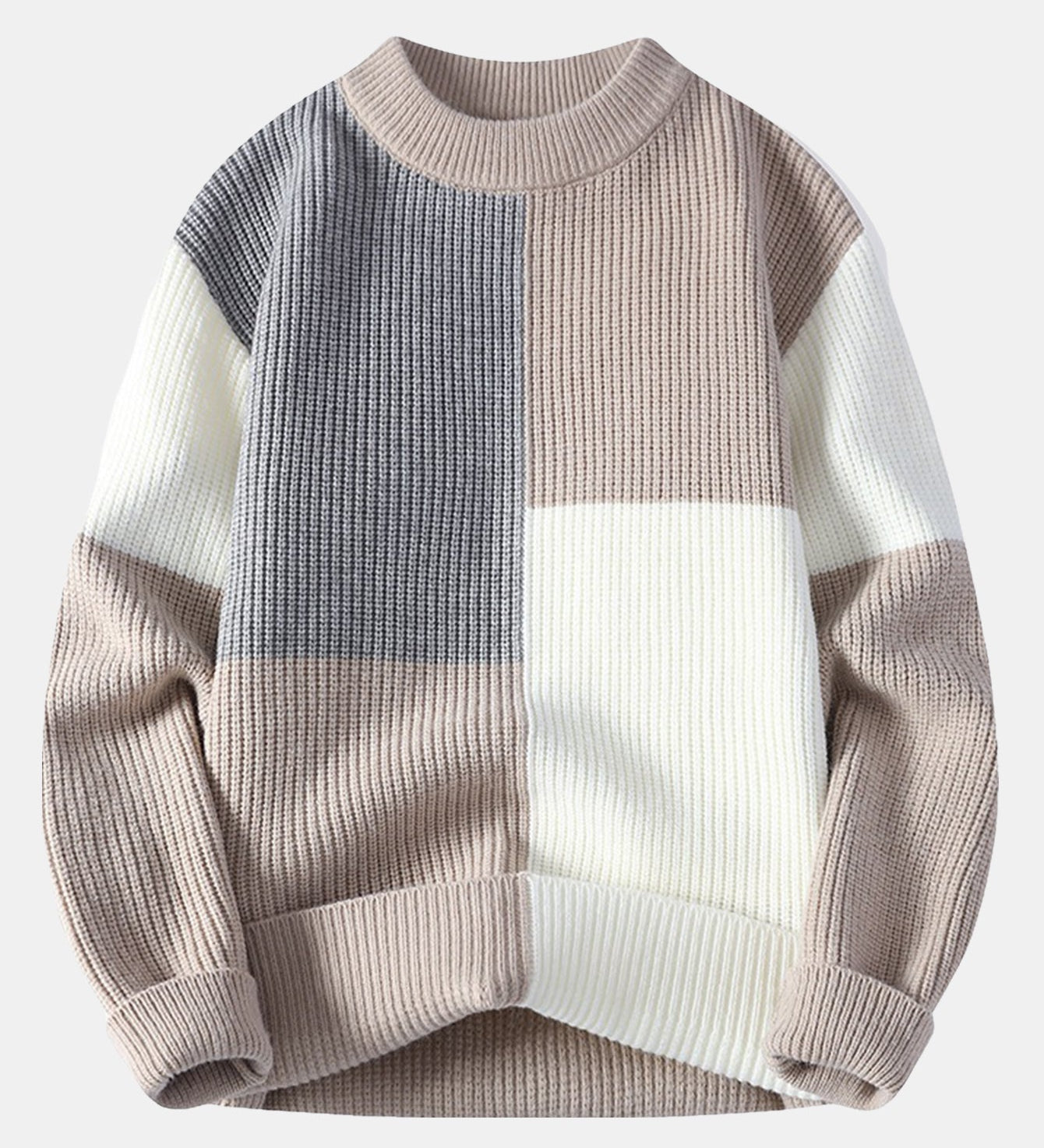 Color Block Crew Neck Sweater