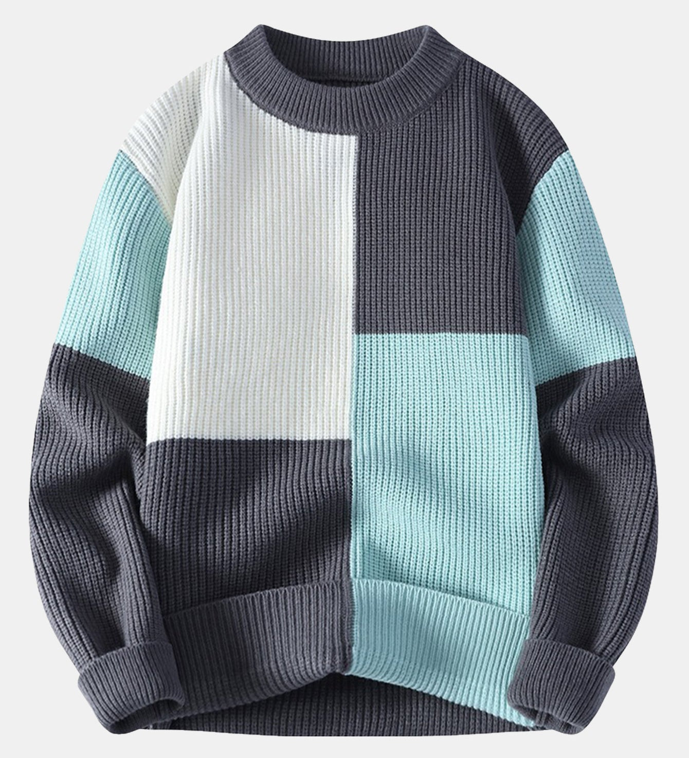 Color Block Crew Neck Sweater