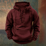Louis | Brown Lace-Up Hooded Sweatshirt