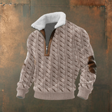 Marcus | Grey Contrast-Yoke Half-Zip Jumper