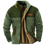 Matthew | Tan Pattern-Sleeve Fleece Jacket