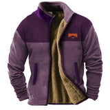 Matthew | Tan Pattern-Sleeve Fleece Jacket