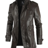 Elegant Long Biker Jacket in Leather