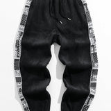 Corduroy Paisley Print Panel Pants
