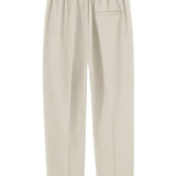 Relax Fit Elastic Waist Straight Leg Trousers