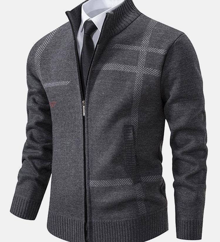 Striped Pattern Zip Sweater