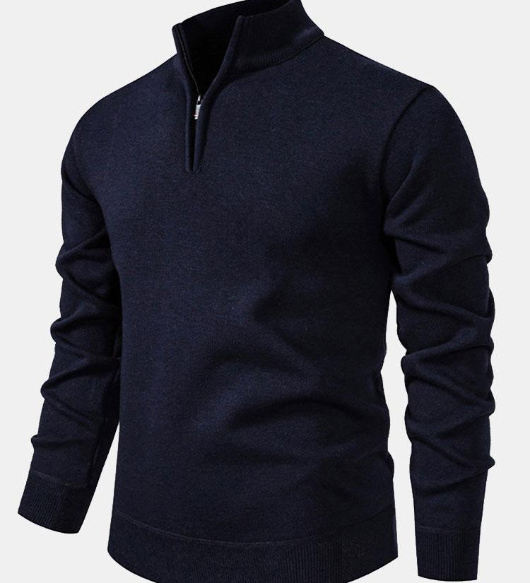 Relax Fit Zip Up Neck Sweater