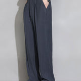 Relax Fit Elastic Waist Straight Leg Trousers