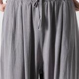 Linen And Cotton Blend Relax Fit Wide Leg Pants